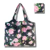Sacola de Compras Dobrável, Bolsa Quadrada de Tecido Floral, Bolsa Tote Portátil e Resistente, Sacola Ecológica para Compras de Supermercado, Bolsa Impermeável para Armazenamento