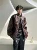 Traje de Motociclista Negro High Street Piel PU para Hombre Primavera y Otoño Estilo Americano Retro Sentido de Alta Gama Pupai Cuello Atractivo Chaqueta de Trabajo