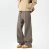 Calça Jeans Melard com Forro de Fleece para Homens, Estilo Americano de Inverno Versátil Tendência Marca Solta Reta Casual, Calça de Pernas Largas Grossa Quente