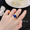 Anillo Retro Francés con Gema de Color Incrustada Estilo Europeo y Americano Lujo Ligero Anillo Tesoro de Color para Mujer Diseño de Moda de Alta Gama