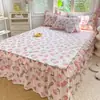 Saia de Cama 100% Algodão Peça Única Colcha Simples Pequena Floral 100% Algodão Conjunto de Três Peças Simmons Antiderrapante Cobertura de Cama de Casal Capa de Poeira