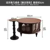Mesa de café vintage de madera maciza estilo francés para apartamentos pequeños, mesa de café estilo mediados de siglo para sala de estar, uso doméstico, mesa redonda estilo americano con vidrio largo de arcoíris