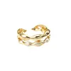Anillo ajustable de textura ondulada de lujo ligero Nala para mujer, diseño de nicho con un toque de alta gama, anillo de cobre chapado en oro que no se decolora
