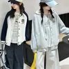 Chaqueta de Béisbol para Niñas 2026 Primavera Nuevo Color Bloqueo Cuello Redondo Bordado de Dibujos Animados Elegante Chaqueta de Primavera y Otoño Top