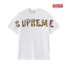 Camiseta de Algodón Pesado Moda Americana Transfronteriza Estampado de Letras Supreme Cuello Redondo Manga Corta Unisex Holgada Casual para Hombres y Mujeres