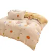 Conjunto de Quatro Peças Classe A de Qualidade Maternidade, Algodão Puro, Produto Genuíno, Adequado para Dormir Diretamente na Cama, Lençol e Capa de Edredom Espessados, Conjunto de Três Peças Estilo Ins Fresco para Dormitório