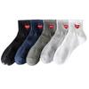 Nuevos Calcetines de Primavera y Verano Calcetines de Algodón para Hombre Populares en Corea Ins Calcetines con Corazón Mismo Estilo que Shawn Yue Calcetines de Media Caña Negros y Blancos de Moda
