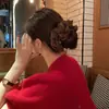Goma para el Pelo de Encaje Rojo a Cuadros de Cuatro Capas para Año Nuevo para Mujer, Goma de Pelo de Alta Gama para Cola de Caballo, Accesorio para Moño, Cuerda para el Pelo