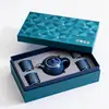 Caja de Regalo Set de Té con Tapa abatible, Caja de Embalaje Estilo Chino, Caja Portátil Deluxe con Tapa abatible para Ceremonia de Té Personalizada, Embalaje de Set de Té