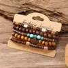 Nuevo Pulsera de Cinco Piezas con Cuentas de Madera de Colores Estilo Flor Pulsera Elegante Moda Joyería Hecha a Mano en Hilo De Fábrica En Stock