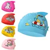 Gorro de natación de silicona para niños 50g caricatura antideslizante rosa sirena con patrón de logo impreso