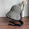 Sombrero de Pescador Rayado para Mujer, Ala Ancha de Verano, Sombrero Plegable con Protección Solar, Sombrero de Ala Ancha para Vacaciones al Aire Libre, Moderno