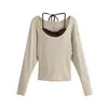Ins al por mayor de ropa para mujer estilo europeo y americano 2026 Otoño nuevo estilo coreano ajuste ceñido cuello halter conjunto de dos piezas top casual