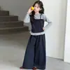 Conjunto de Primavera e Outono para Meninas 2026 Nova Moda Estilo Coreano Casual Colete e Calça Wide-Leg para Crianças Maiores Tendência