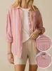 Camisa listrada francesa transfronteiriça europeia e americana da Amazon para mulheres, top casual retrô solto estilo coreano para primavera e outono