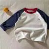 Camiseta térmica de manga larga para niños, estilo otoño e invierno para niños, camiseta a rayas de manga raglán de moda con bloques de color para bebés niños y niñas