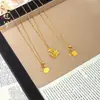 Collar de Pez Dorado Chapado en Oro Latón Cepillado Estilo Tendencia Nacional Cadena para Clavícula de Pez Pequeño de Lujo Ligero Que No Se Desvanece Fácilmente