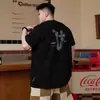 Ropa de Verano Nueva para Hombre Tallas Grandes Marca de Moda Algodón Puro Pesado Holgada Oversize Camiseta de Manga Corta Pulóver