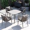 Mesa e Cadeiras de Corda para Exterior Podem Ser Rattan Pátio Jardim Hotel B&b Ao Ar Livre Moderno Simples Lazer Mesa e Cadeiras de Jantar Combinação