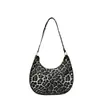 Nova Bolsa de Meia-Lua Estampada de Leopardo Tendência Estilo Ins Única de Nicho Bolsa Transversal para Mulheres Moda Temperamento Bolsa de Ombro Único Sob o Braço