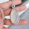 Colgante de plata S925 con incrustaciones de calcedonia de hielo alto, ágata de hielo blanca con incrustaciones de oro, jade, colgante de calabaza de Buda de jade