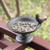 Comedero para pájaros de hierro fundido retro nórdico transfronterizo, adorno para plato de comida para pájaros, plato de almacenamiento, decoraciones creativas y personalizadas para el hogar.