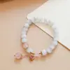 Pulseira de Contas Olho de Gato Estilo Nacional Feminina Design de Nicho Ins Pingente de Cristal Rosa Pulseira de Contas Pulseira