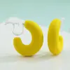 Brincos geométricos minimalistas em forma de C laqueados, brincos de tarraxa exagerados em cores doces e vibrantes, brincos de acrílico transfronteiriços para mulheres
