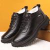 Zapatos de hombre Invierno Zapatos de hombre Otoño e Invierno Zapatos de algodón Zapatos de cuero antideslizantes Papá Caña alta Forro polar grueso Cálido Casual