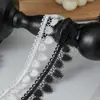 Encaje de Bordado Soluble en Agua de Poliéster Blanco y Negro con Corazones Finos de 2.8 cm de Ancho para Juguete Hecho a Mano DIY, Accesorios para Bolsas de Dolor