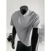 Venda Direta da Fábrica T-shirt de Manga Curta com Gola Alta e Zíper Diagonal Costurado Verão Masculino Novo Estilo Americano Tendência Solta Casual