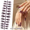 Manicura de Color Sólido Largo Uñas Portátiles Manicura de Gama Alta Uñas Postizas Forma de Almendra Brillantes Uñas Removibles Producto Terminado