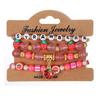 Pulseira de estilo de férias transfronteiriça europeia e americana, contas de arroz, pulseira elástica com contas, joias femininas, bandeira do amor, acessórios Yiwu