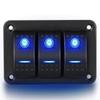Painel de interruptores marinho à prova d'água 12V 3 conjuntos de painel de interruptores basculantes interruptor de luz LED azul superfície de alumínio