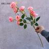 Rama Alta Nueve Cabezas Rosa Pequeña Flor Falsa Rizada Rosa Té Simulación Flor Ceremonia de Boda Auditorio de Bodas Decoración del Hogar Material de Flores
