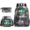 Mi mochila escolar mundial de tres piezas con estampado, gran capacidad, bolsa de lona para computadora para exteriores para estudiantes de secundaria