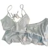 Pijama de seda helada para mujer, verano, niñas jóvenes, deseo puro, camisola y shorts, conjunto de ropa para el hogar, sin espalda, pijama sexy para mujer, seda