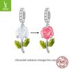 Colgante de Rosa de Plata Ziyun Popular Plata S925 Diseño Creativo Flor que Cambia de Color con UV Cuentas DIY para Pulsera