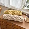 Almohada Nórdica Tejida a Mano para Mesita de Noche, Decoración para Sofá de Sala de Estar, Almohada Retorcida para Cama, Cojín Decorativo para Sofá de Terciopelo Dorado