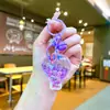 Llavero de acrílico al óleo con cuentas de burbujas luminosas, arena movediza y globo aerostático, colgante para bolsa de coche, regalo pequeño