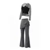 Conjunto de yoga justo para mulheres, com design sem costura, de seda gelada, de secagem rápida e respirável, adequado para treinos na academia, corrida e treinamento de Pilates - um conjunto de duas peças