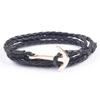 Pulsera de cuero para hombre, estilo punk rock europeo y americano, con personalidad, doble capa, hebilla de ancla, pulsera PH1096