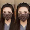 26 Moda de Verano Moderna para Mujer Encaje Amigable con la Piel Transpirable Lavable Malla Protección Ocular Alta Apariencia Estampado de Leopardo Mascarilla