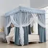 Cortina de Cama Opaca para Dormitorio del Hogar, Mosquitero de Tres Puertas de Pie, Dosel de Cama Opaco Estilo Princesa de Palacio, a Prueba de Mosquitos para Viviendas de Alquiler