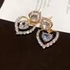 ¡Amor del Río Corazón! Pendientes de botón de circonita en forma de corazón deslumbrantes, pendientes versátiles estilo coreano ins, sensación de lujo ligero y alta gama