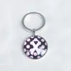 Llavero Colgante de Gema del Tiempo Cinta Rosa Transfronterizo Regalo Pequeño Creativo Anillo de Metal para Llaves