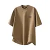 Ropa para Hombre Fengshe / Camiseta de Manga Corta de Algodón Puro Pesado para Hombre, Nuevo Estilo de Verano, Corte Holgado, Tallas Grandes, Estilo Americano, Cuello Redondo, Top de Manga Media