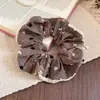 Pañuelo Cuadrado de Encaje Plisado de Tela Scrunchie Estilo Coreano Atmósfera Suave Goma para el Cabello para Cola de Caballo Alta Accesorio para el Cabello para Mujeres