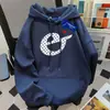 Sudadera con Capucha Estilo High Street Americano para Mujer en Otoño e Invierno Nuevo Estilo Casual Holgada Aspecto Adelgazante Forrada de Polar Engrosada Versátil Tops de Pareja