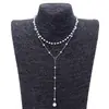 Moda Transfronteriza Nuevo Estilo Europeo y Americano Collar de Doble Capa con Borla de Perlas Artificiales en Forma de Y Collar en Capas de Lujo Ligero Nicho Accesorio de Collar